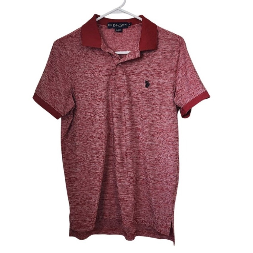 US Polo Assn Men's Red Space Dye Polo Shirt Short Sleeve Small Performance 208